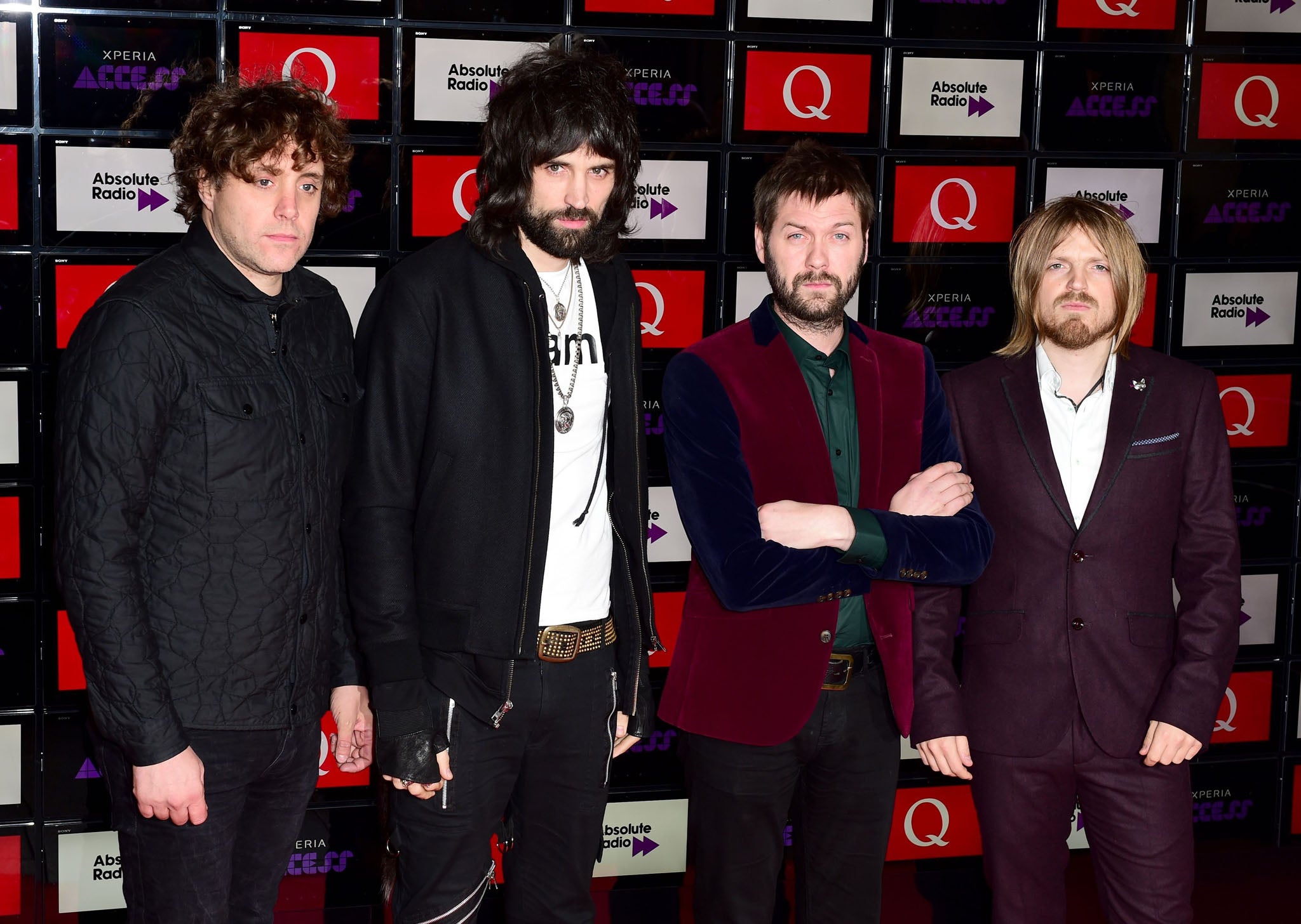 Ian Matthews, Sergio Pizzorno, Tom Meighan and Chris Edwards of Kasabian arriving at the Q Awards 2014