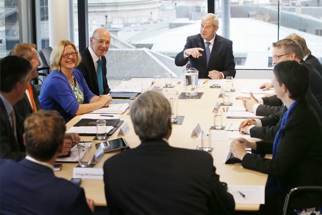 Lord Smith (back centre) Commission chair for the Smith Commission in Edinburgh, begins all-party talks aimed at reaching agreement on what new powers should be devolved to Scotland
