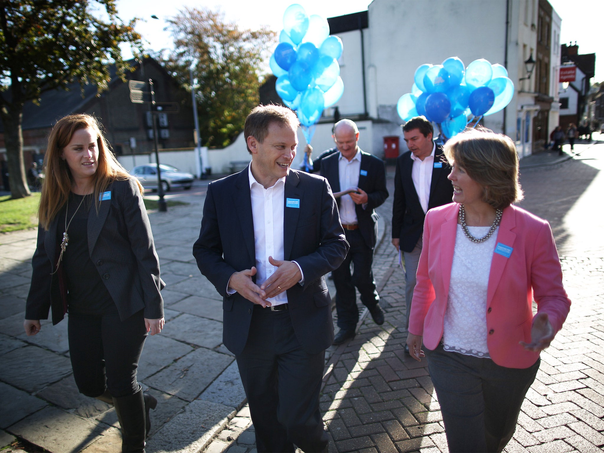 Prospective Conservative candidates Kelly Tolhurst and Anna Firth with party chairman Grant Shapps in Rochester this week