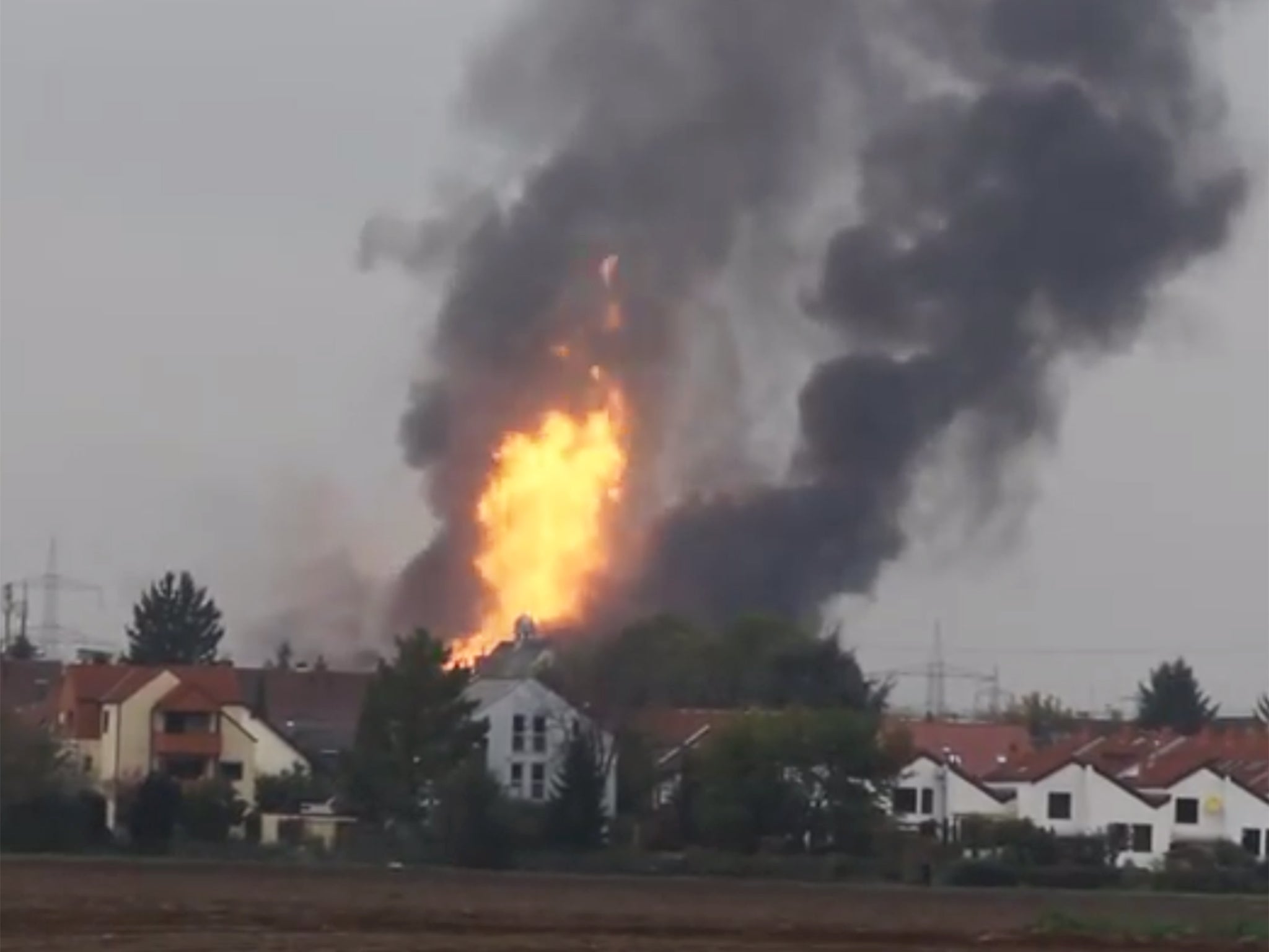 Video footage shows the blaze at a building site