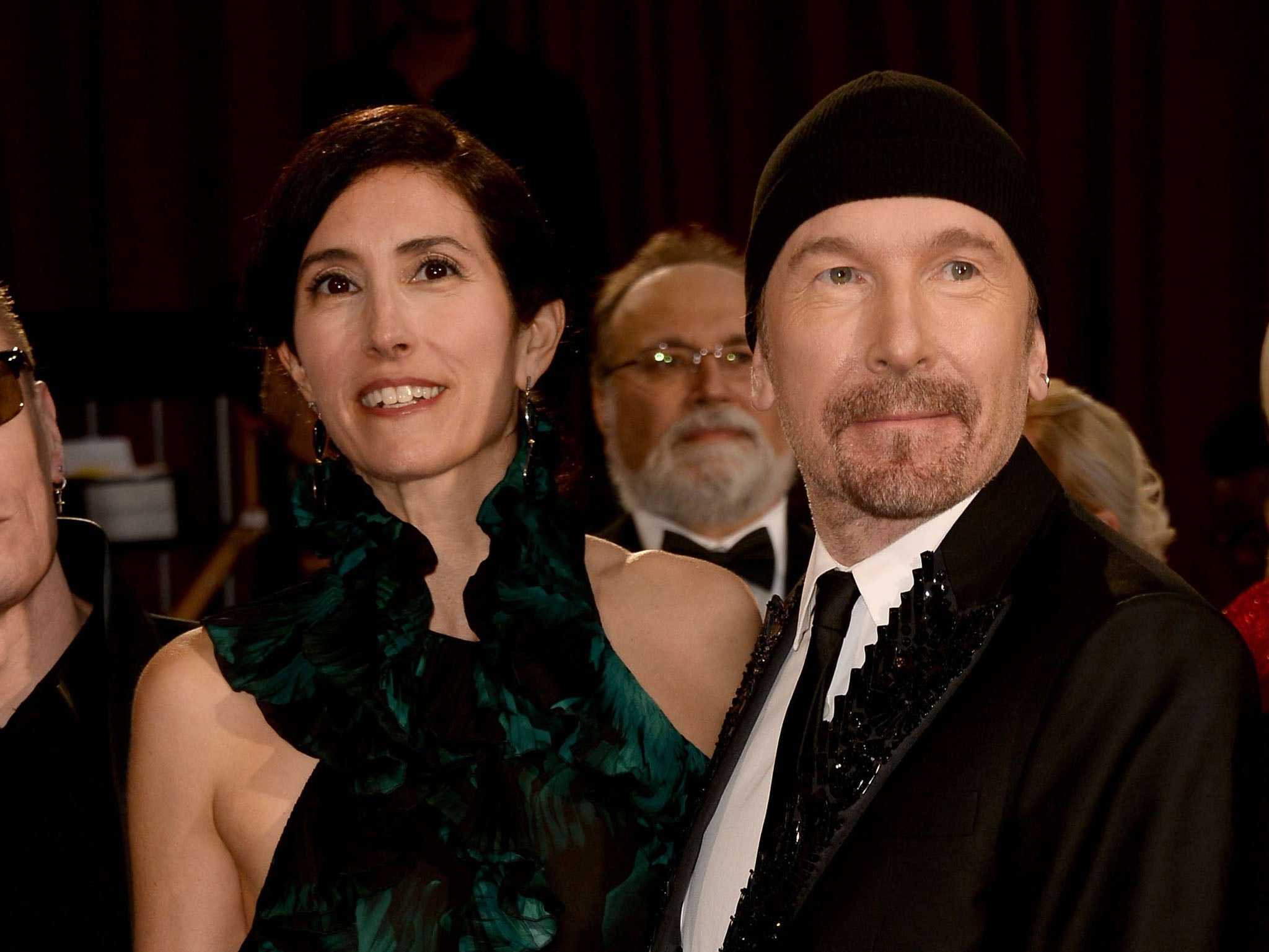 The Edge and his wife, Morleigh Steinberg, at the Academy Awards in 2014
