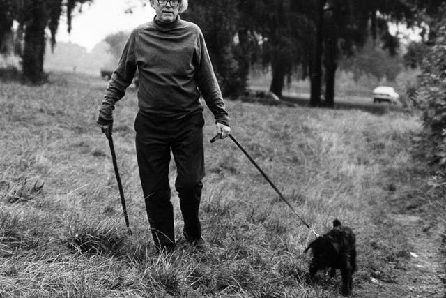 Michael Foot with his walking stick in 1978