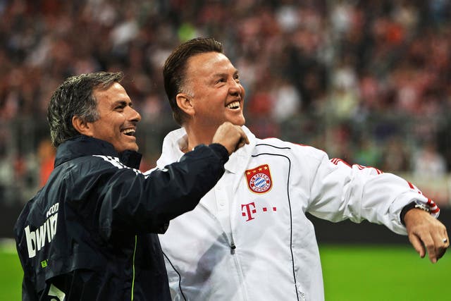 Jose Mourinho (left) and Louis van Gaal go back a long way, having worked together at Barcelona 