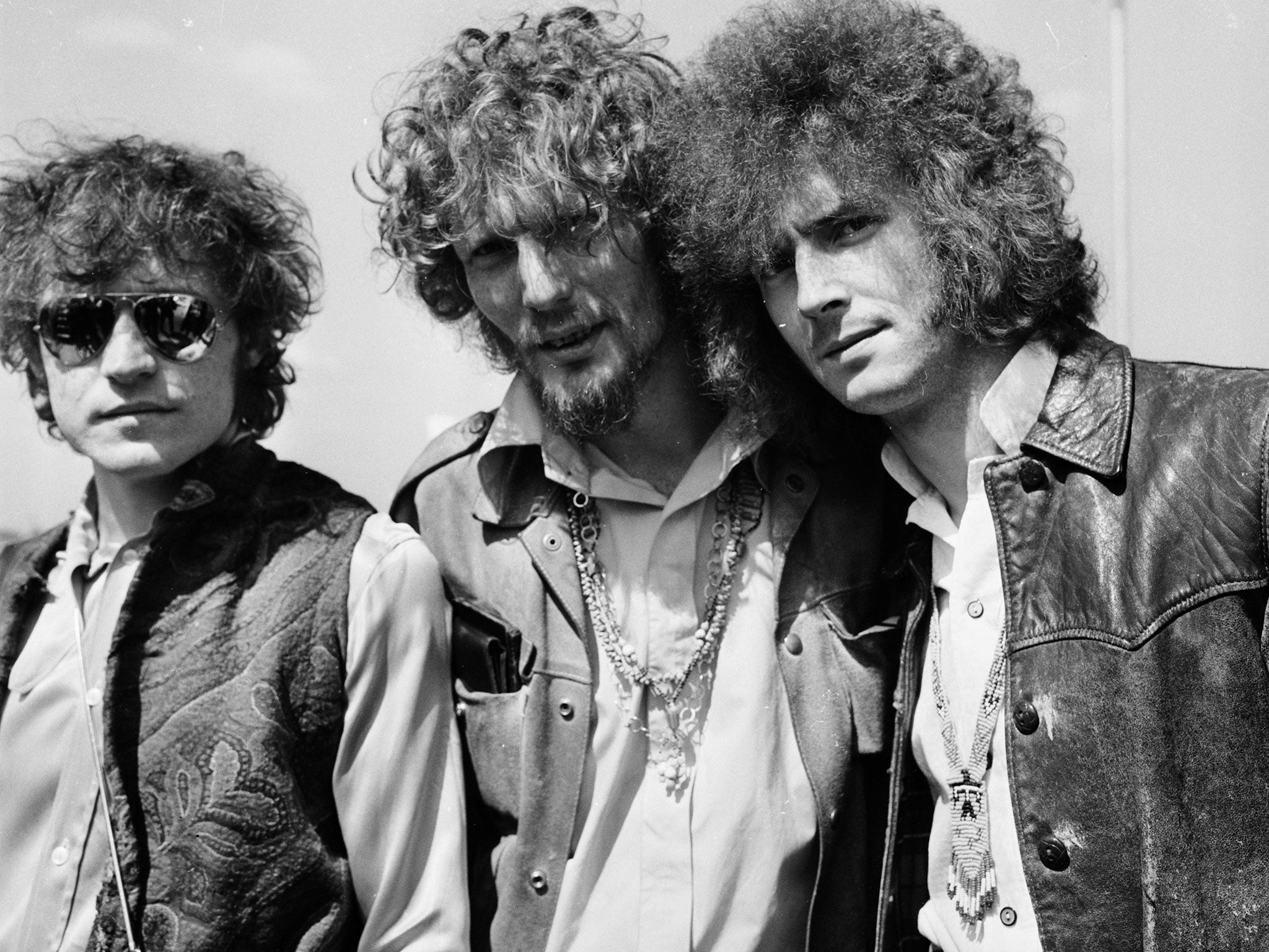 Jack Bruce, left, with Cream bandmates Ginger Baker, centre, and Eric Clapton in 1967