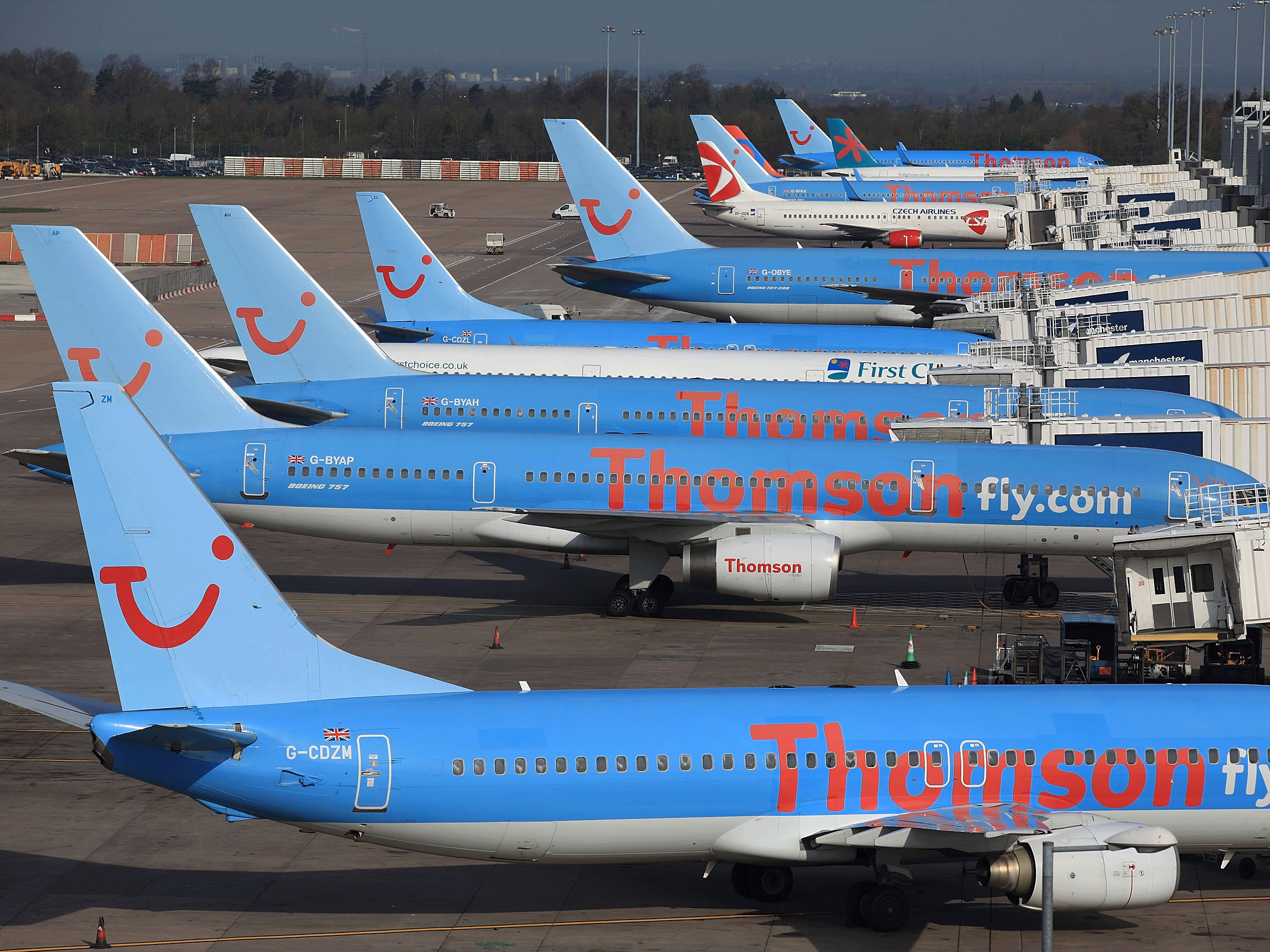 Thomson Airways planes at Manchester airport in 2010
