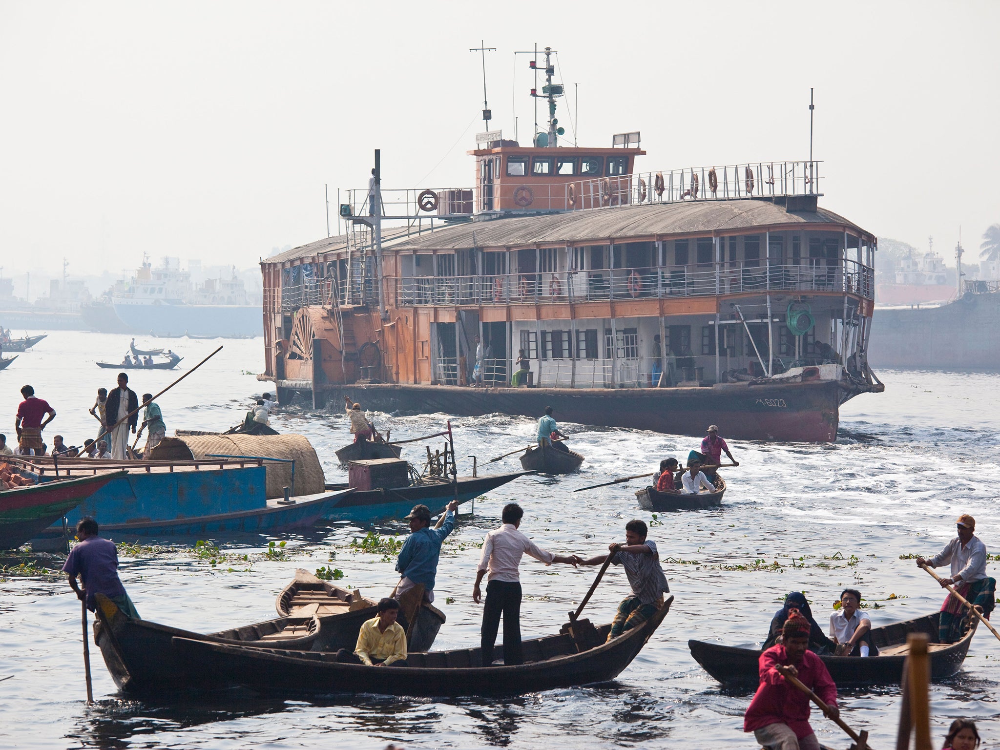 Mahsud Rocket Paddle Boat in the Buriganga River in Dhaka Bangladesh.