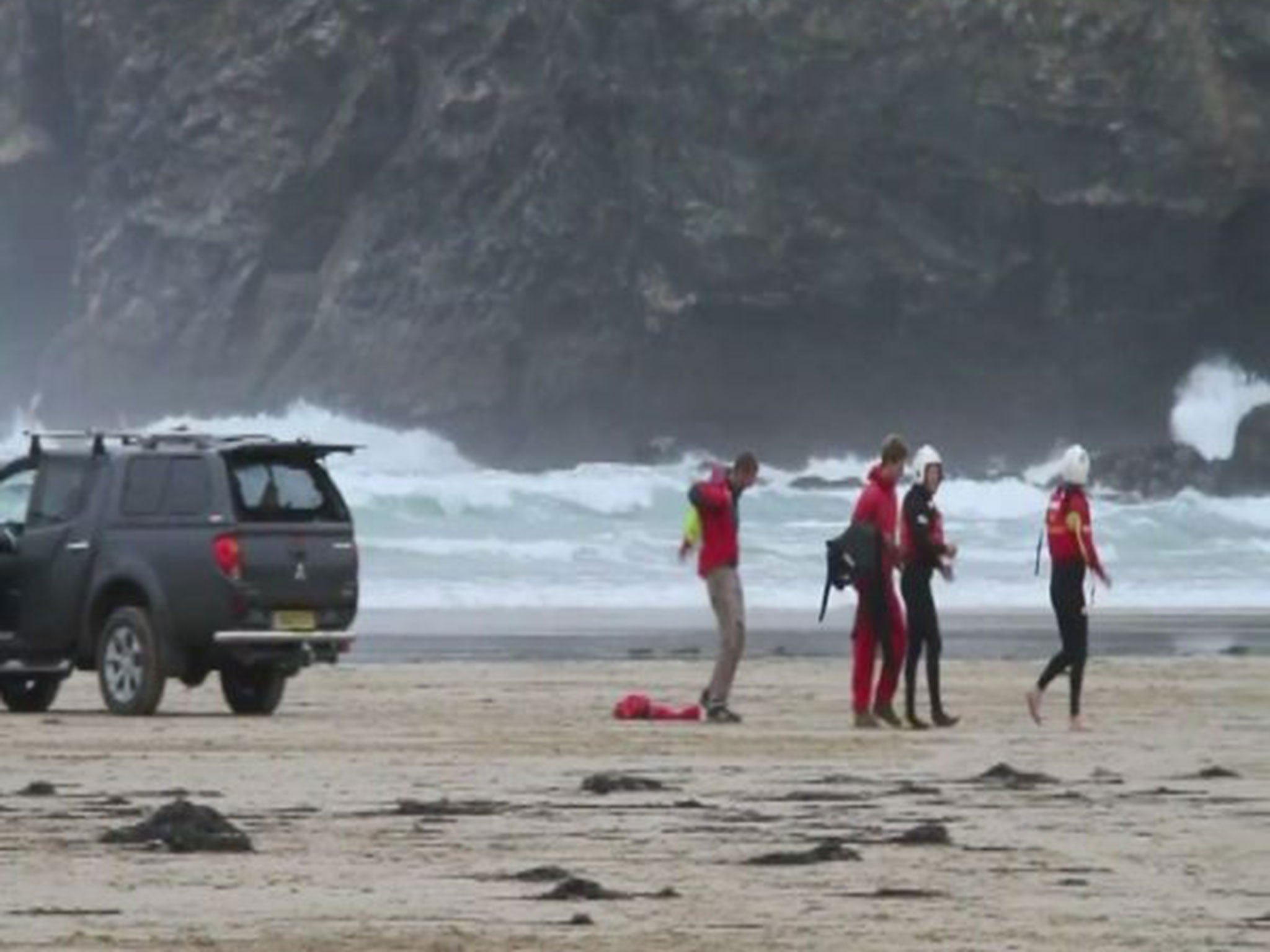 Coastguards at the scene of the disaster