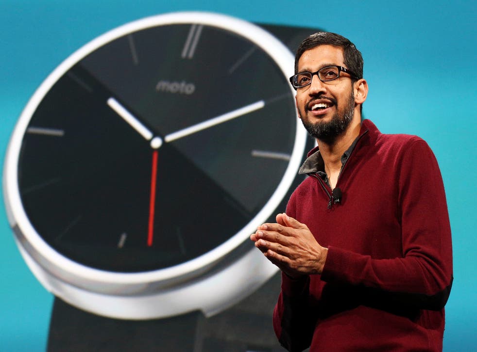 Sundar Pichai presents Android Wear, the company's smartwatch OS