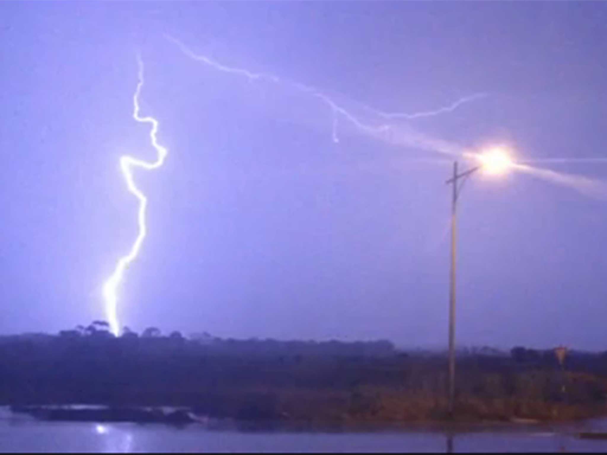 A screen shot from the footage capturing the storm over Melbourne