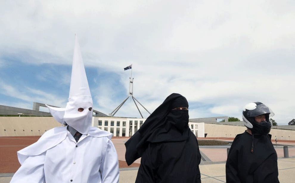 Anti Burqa Protesters Try To Enter Australian Parliament Wearing Ku Klux Klan Outfit A