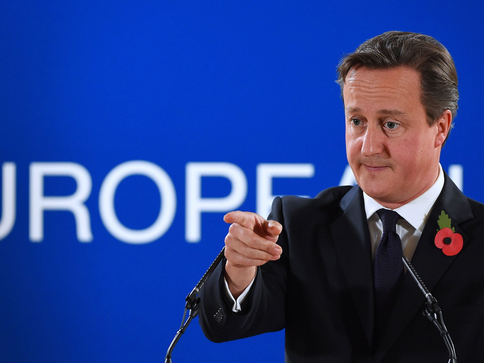 David Cameron during a press conference at the end of a European Union Summit