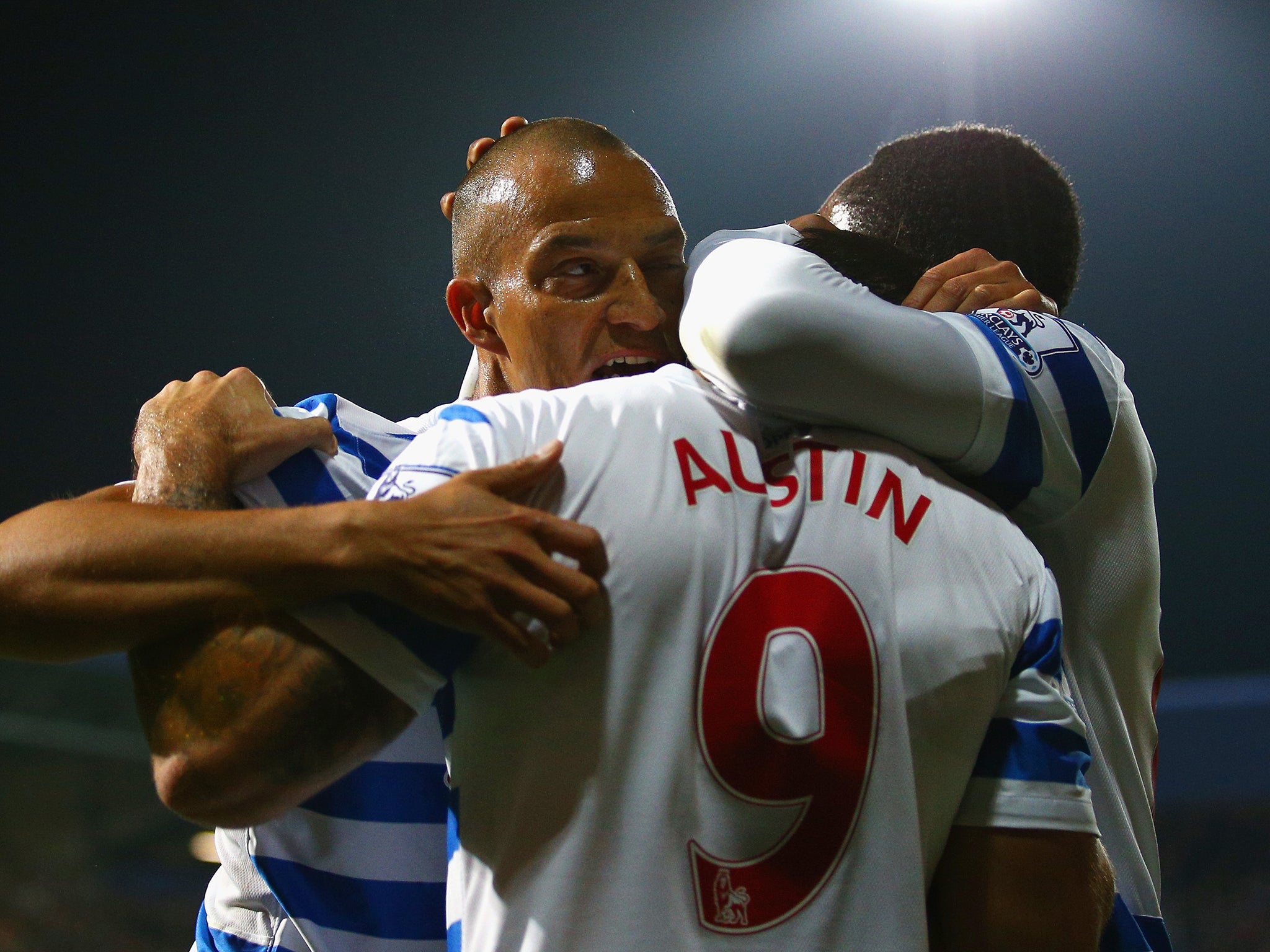 QPR celebrate the opening goal against Aston Villa