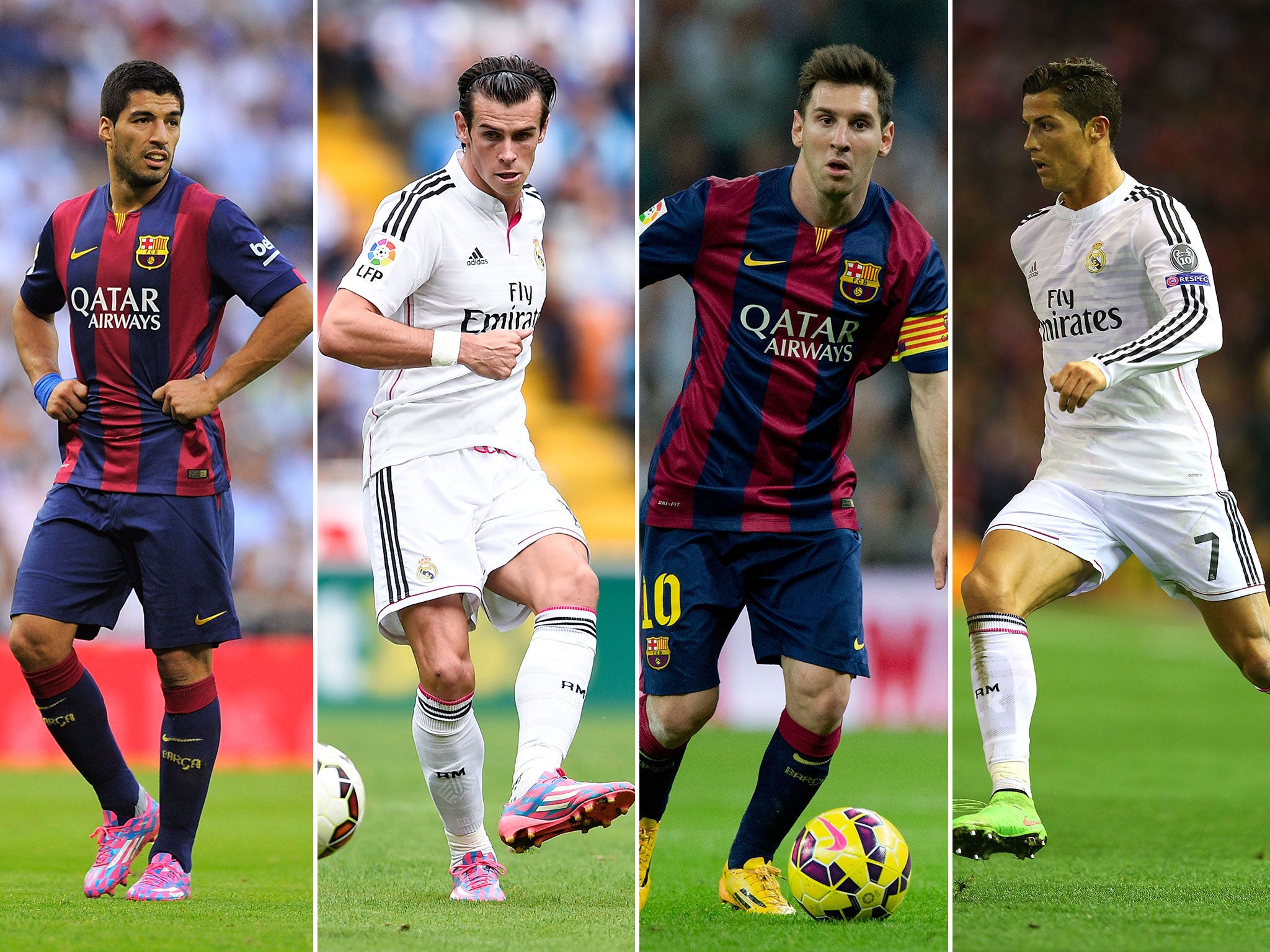 Luis Suarez, Gareth Bale, Lionel Messi and Cristiano Ronaldo