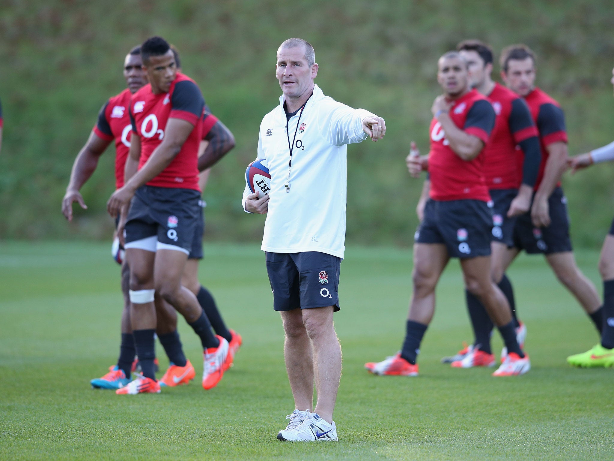 Stuart Lancaster was without seven players for England's training session on Tuesday