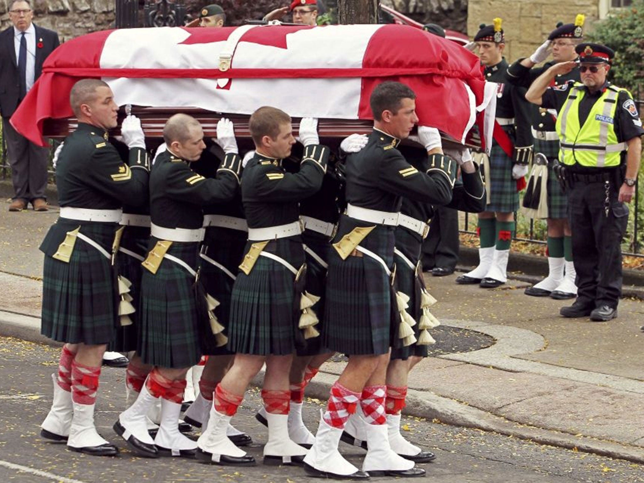 Soldiers carry the coffin into the church during the funeral for Cpl. Nathan Cirillo in Hamilton.