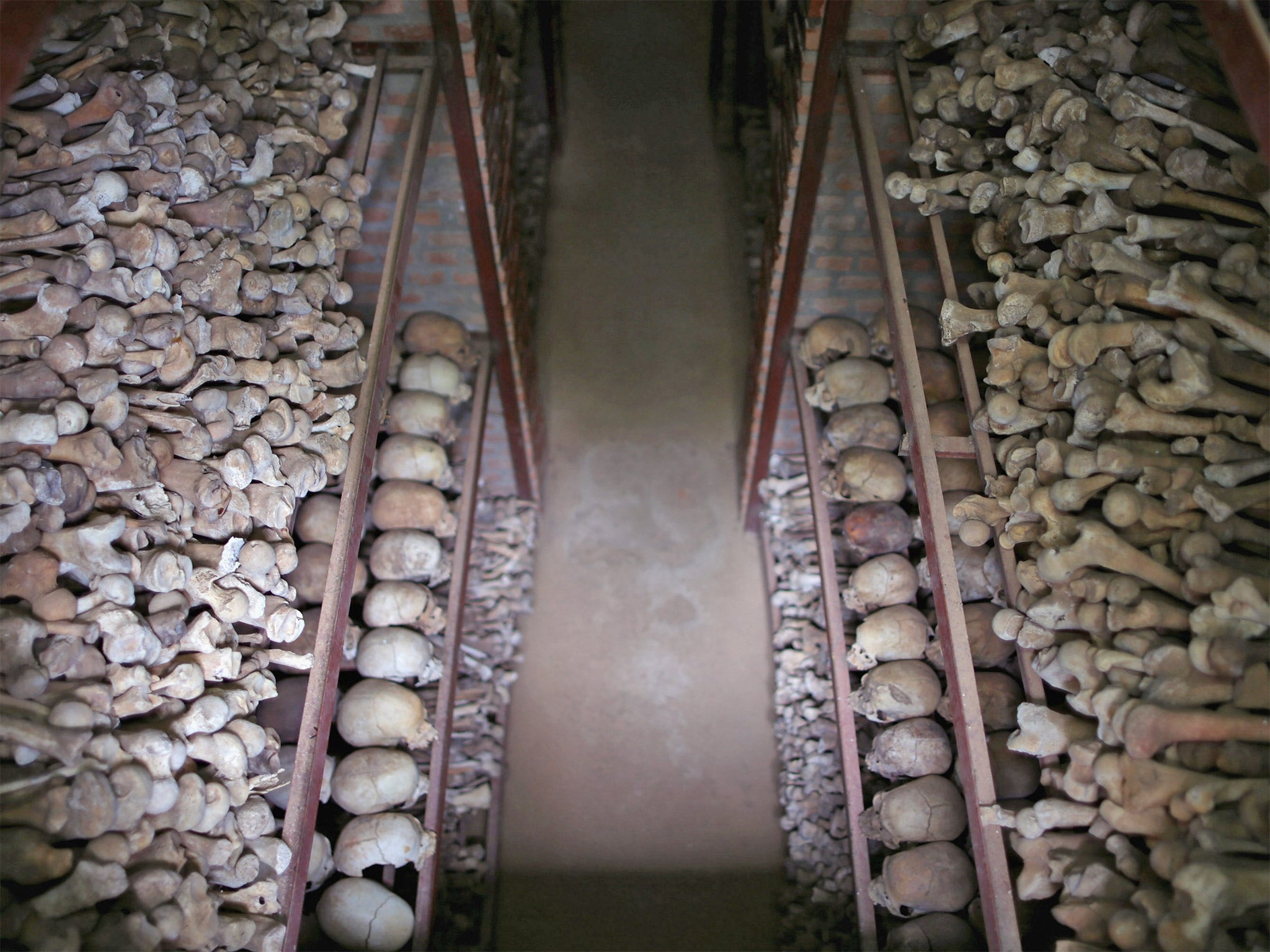 The bones of thousands of victims of the Rwanda genocide in 1994 (Getty)