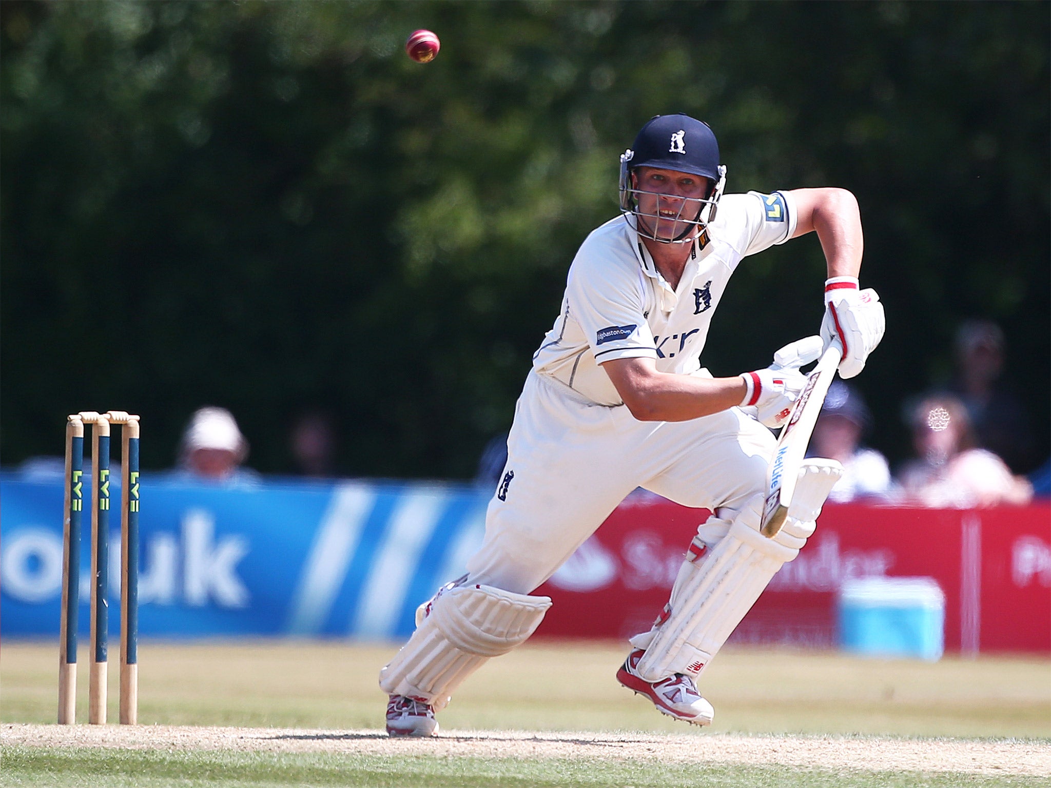 Jonathan Trott plays a shot during a match against Sussex in July