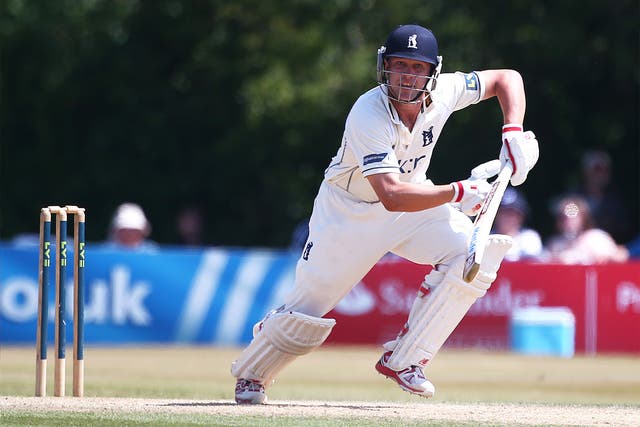 Jonathan Trott plays a shot during a match against Sussex in July