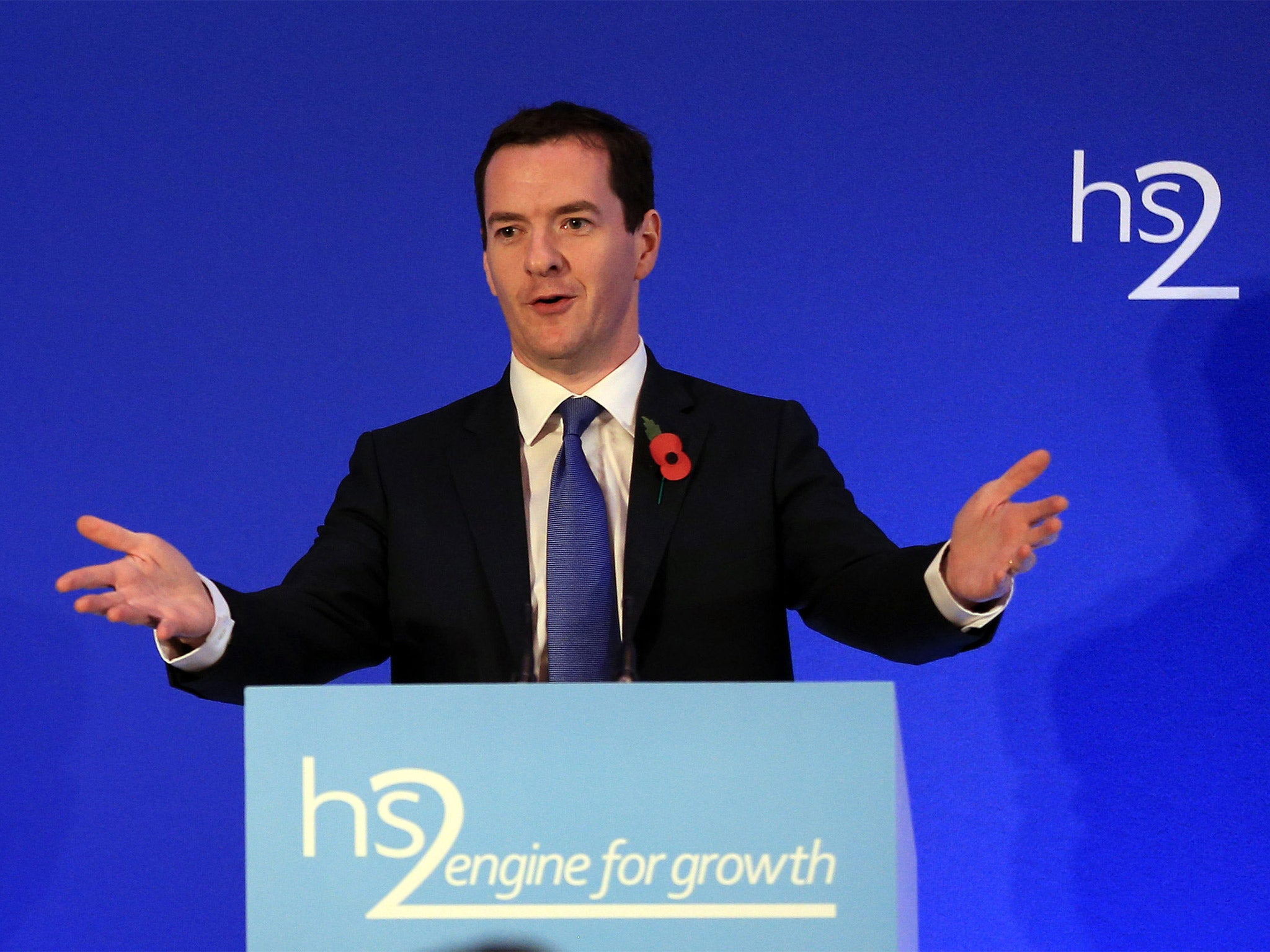 Chancellor George Osborne at the launch of the HS2 report in Leeds Civic Hall on Monday