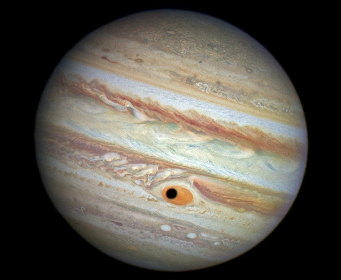 Jupiter’s Great Red Spot and Ganymede’s Shadow.