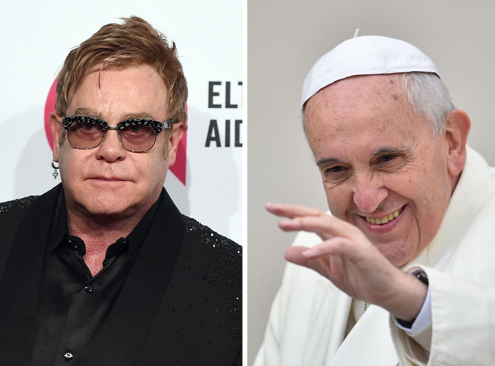 Sir Elton John labelled the Pope his "hero" at his annual AIDs benefit in New York on Tuesday