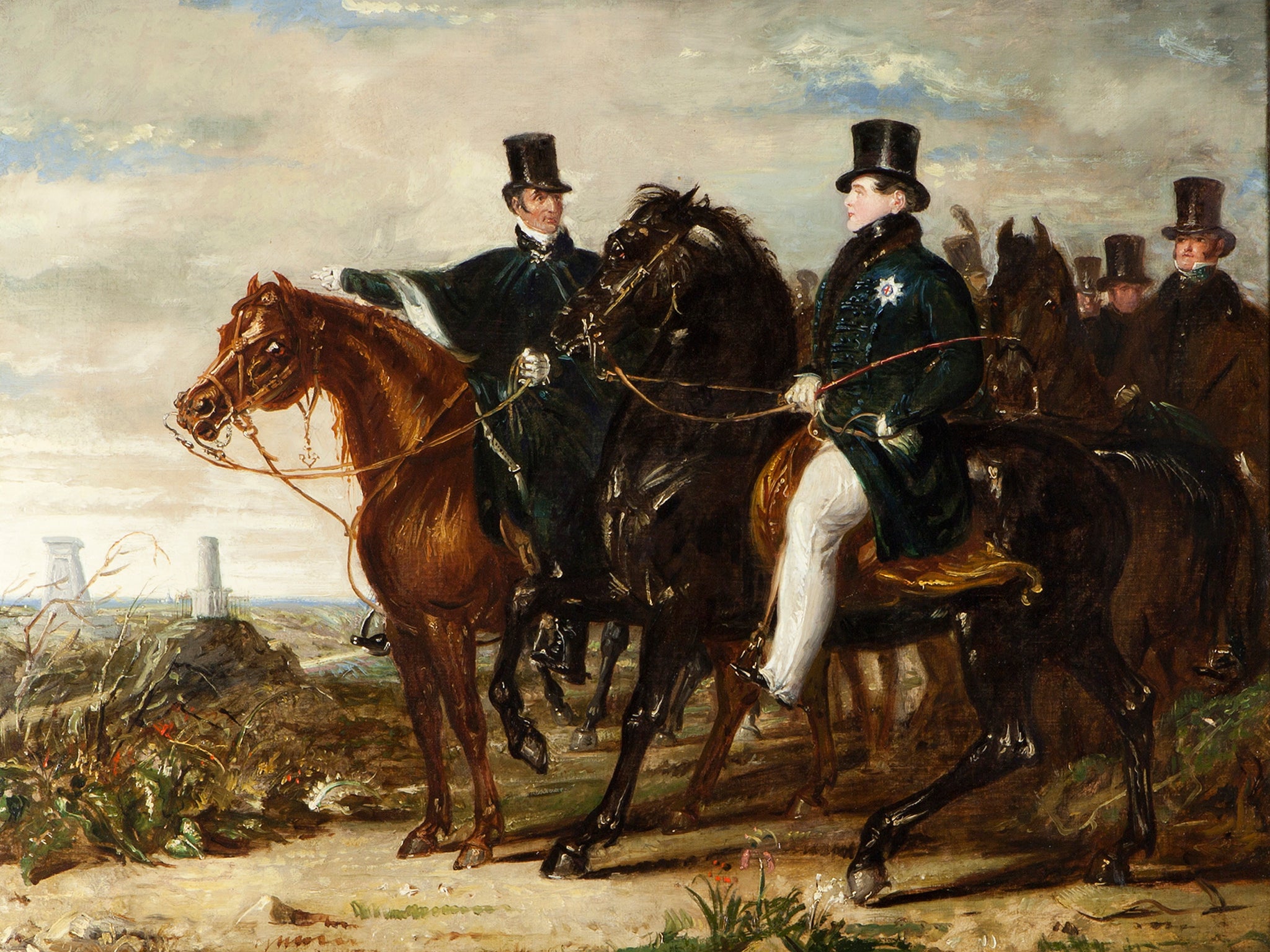 The Duke of Wellington showing the Prince Regent (later George IV) the battlefield of Waterloo by Benjamin Robert Haydon c. 1844