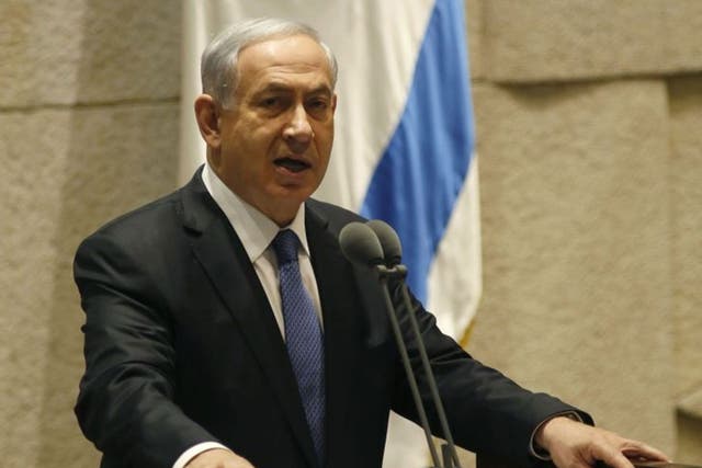 Israeli Prime Minister Benjamin Netanyahu speaking at the Knesset, Israel's parliament