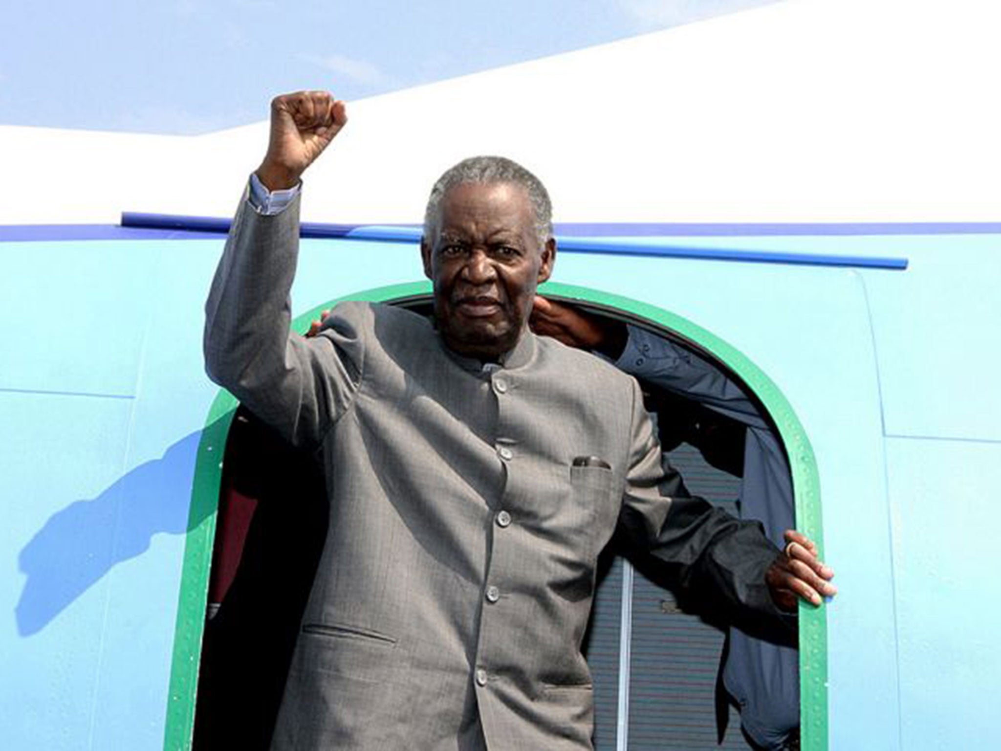 Questionable legacy: Sata arrives at Solwezi Airport, Zambia, earlier this year