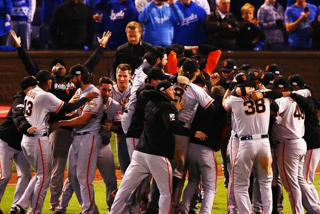 San Francisco Giants celebrate winning the 2014 Major League Baseball World Series