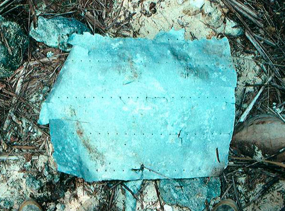 This warped piece of metal was uncovered on a 1991 voyage to the island of Nikumaroro in the Republic of Kiribati by TIGHAR, which has spent millions of dollars searching for Amelia Earhart's plane in a project that has involved hundreds of people. 