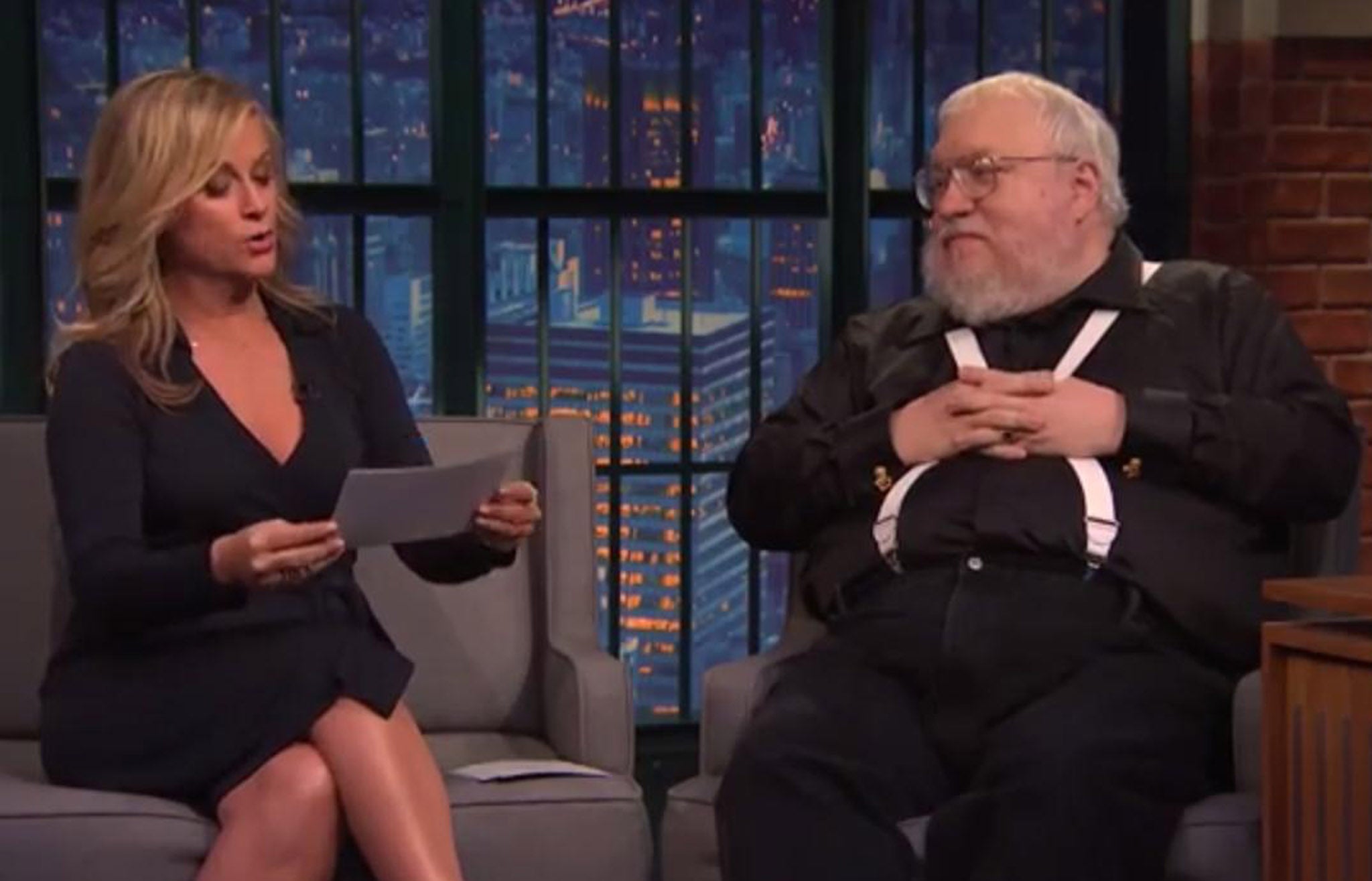 Amy Poehler questions George RR Martin's knowledge on Late Night with Seth Meyers