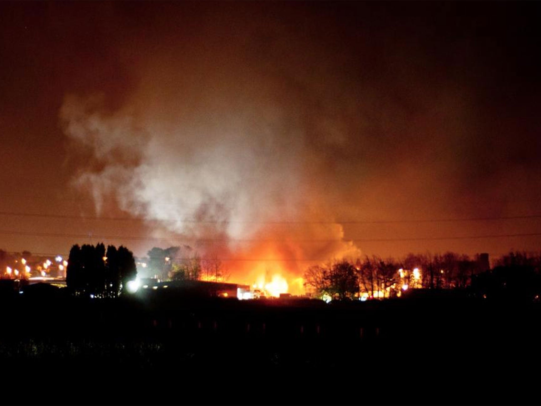 A blaze at a fireworks factory in Stafford