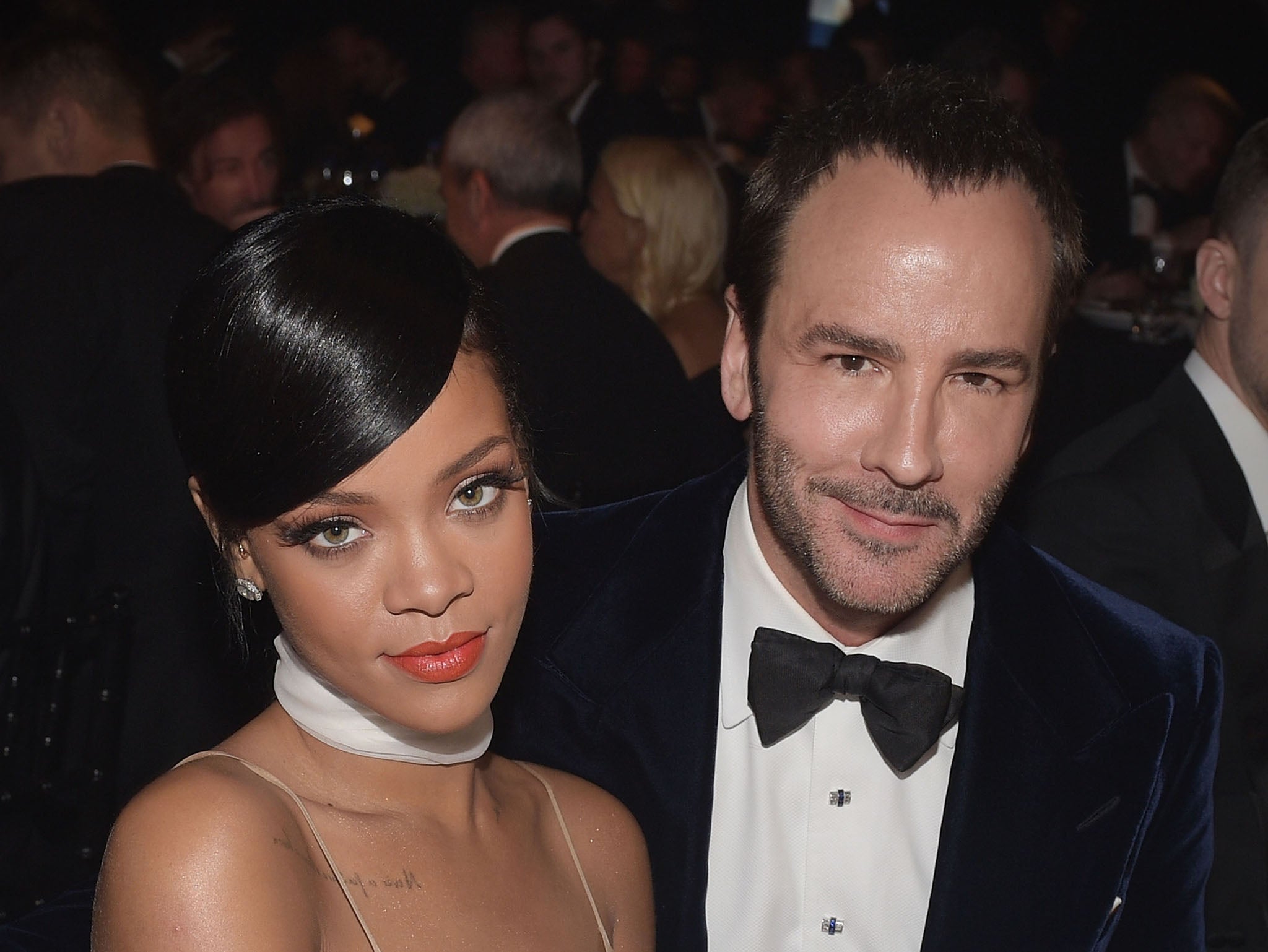 Rihanna and Tom Ford at the amFAR Inspiration Gala in Los Angeles 2014
