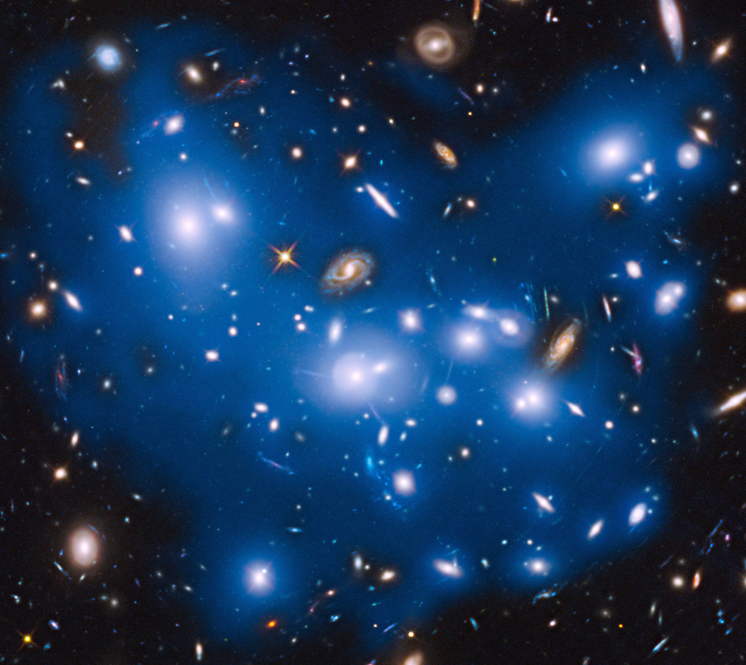 Galaxy cluster Abell 2744 aka Pandora's Cluster. This image has been roated 90 degrees but it's space - who knows which way is up?