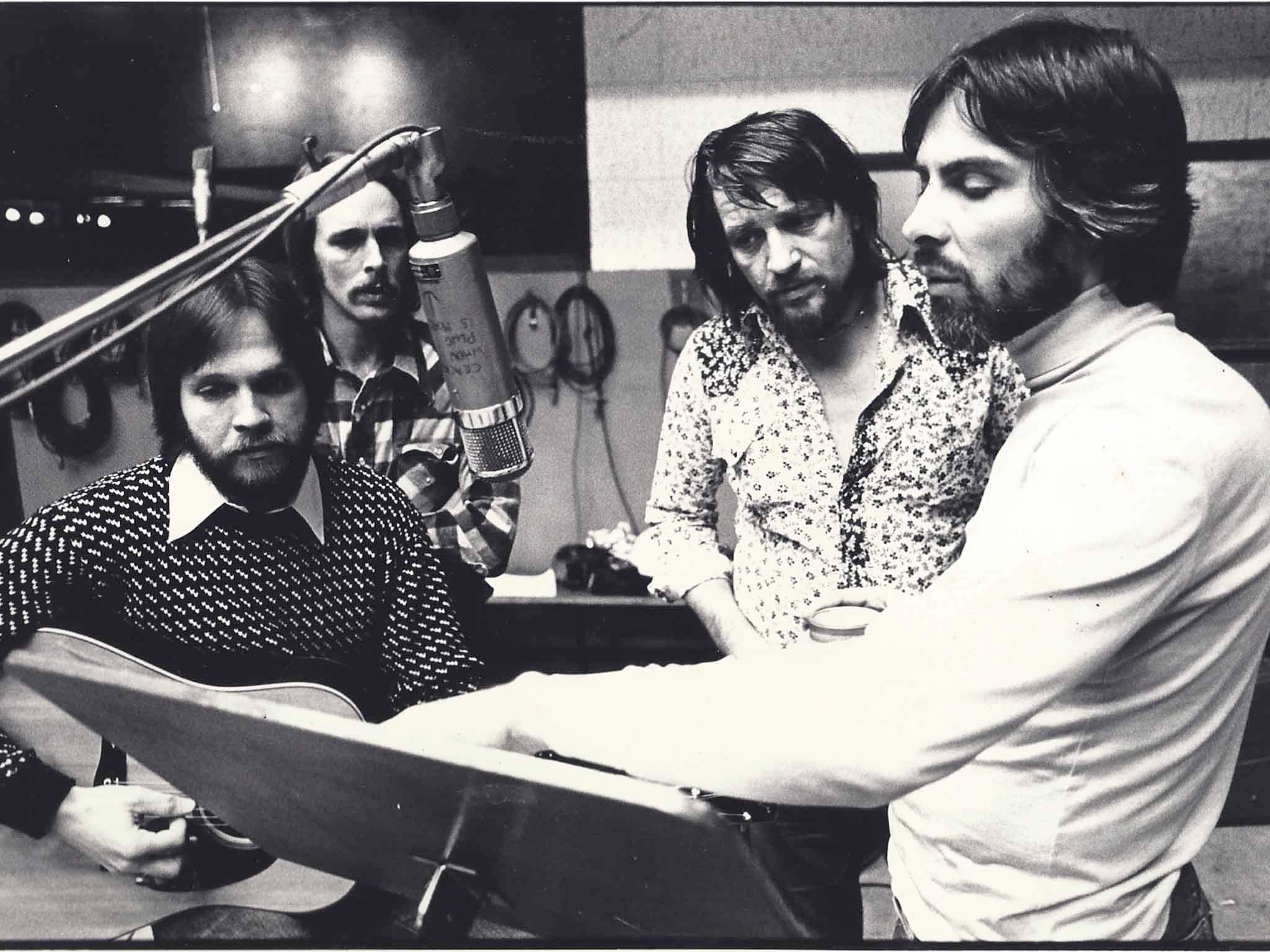 Recording White Mansions at Olympic - John Dillon, Steve Cash, Waylon Jennings, Glyn Johns (Credit Ethan Russell/ Rosenberry/ Blue Rider Press)
