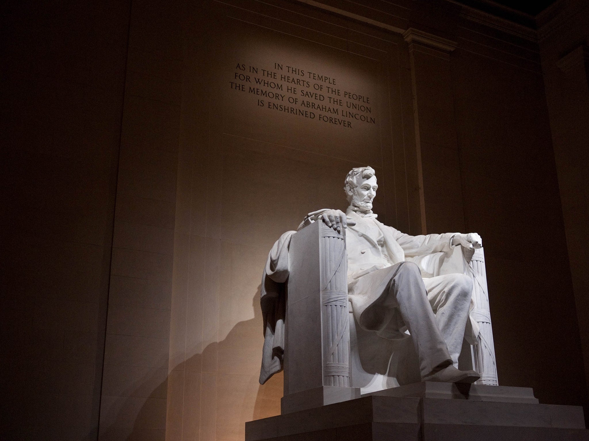 The statue of Abraham Lincoln at the Lincoln Memorial where civil rights activist Martin Luther King delivered his "I Have a Dream" speech on August 28, 1963. (MANDEL NGAN/AFP/Getty Images)