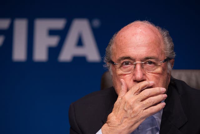 Fifa president Sepp Blatter at the launch of the 2018 World Cup logo