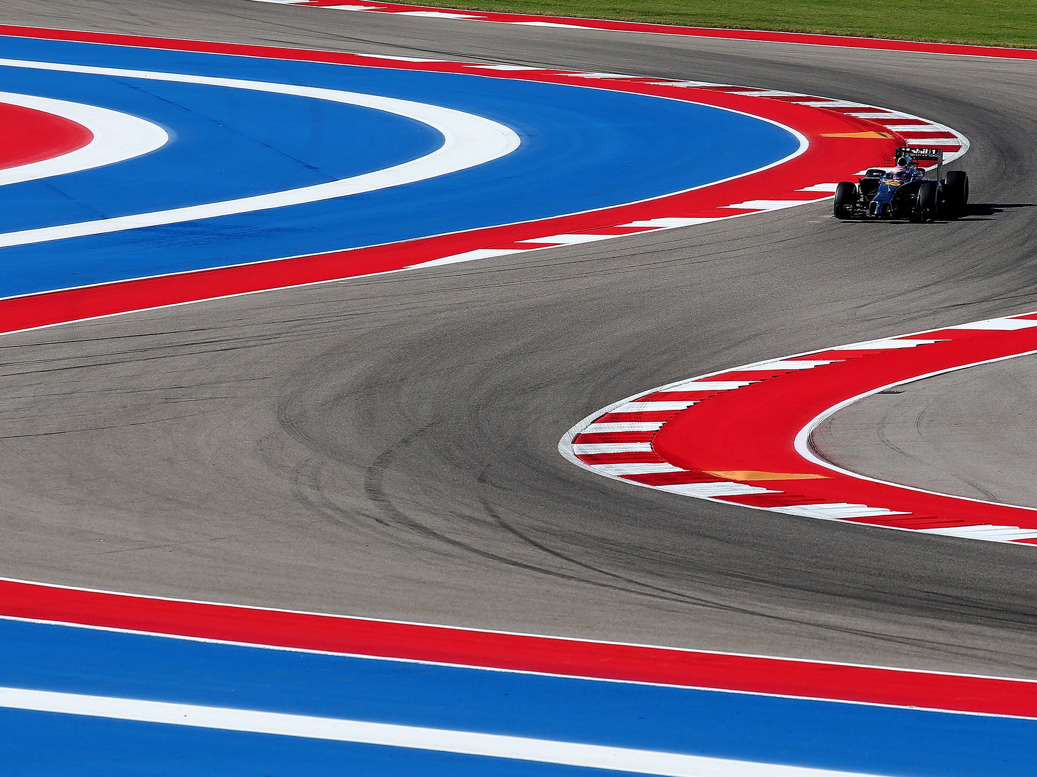 Jenson Button of Great Britain and McLaren drives during practice ahead of the United States Formula One Grand Prix at Circuit of The Americas