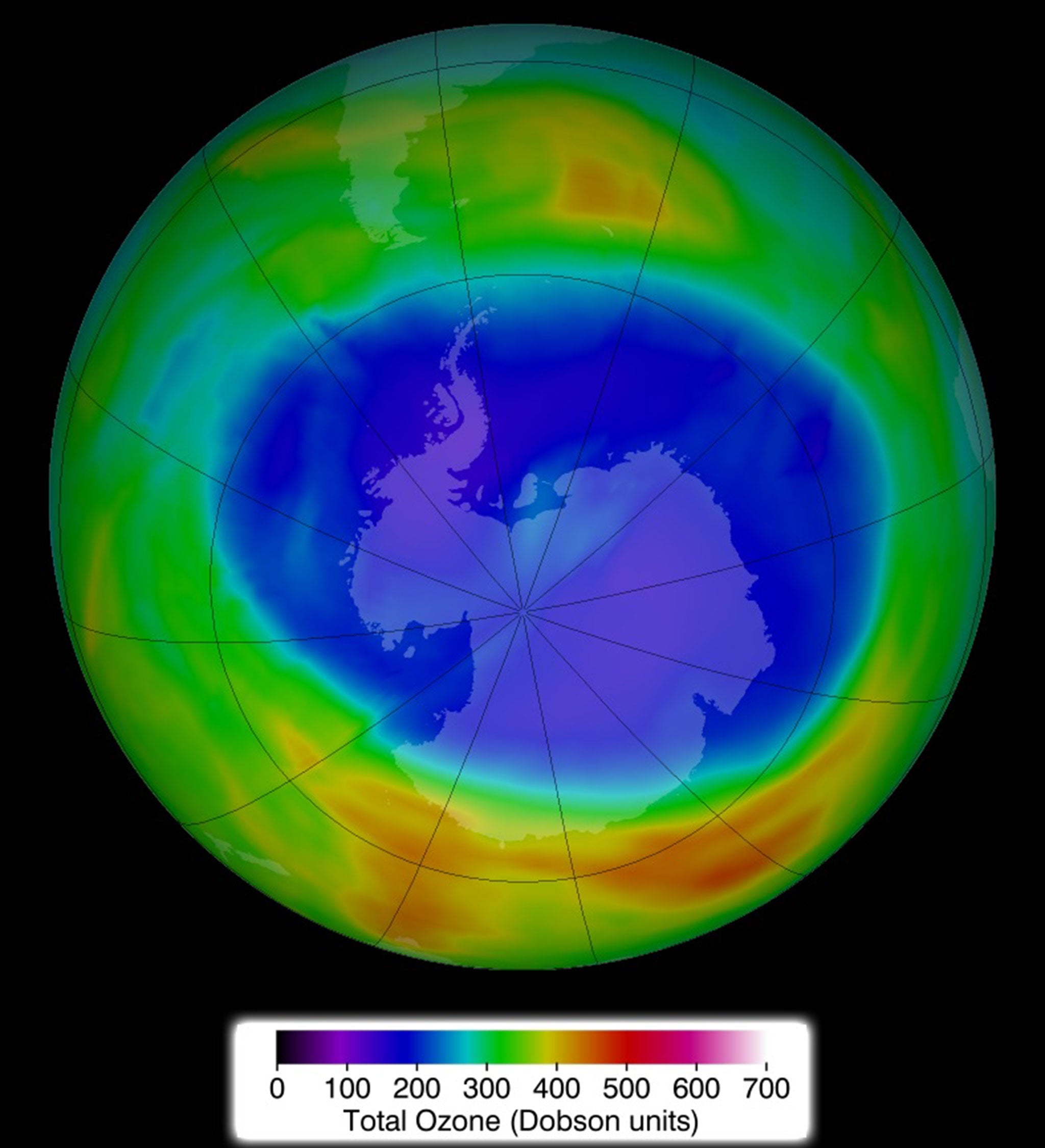 The hole in the Ozone over Antarctica on 11 September 2014