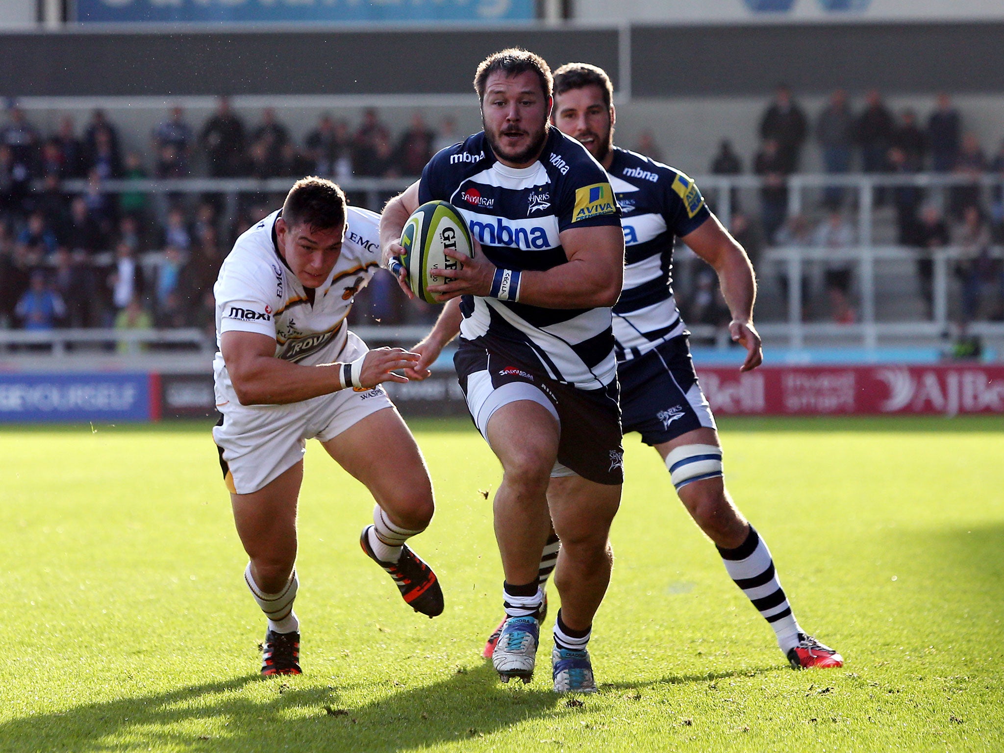Alberto Di Marchi charges through for a try