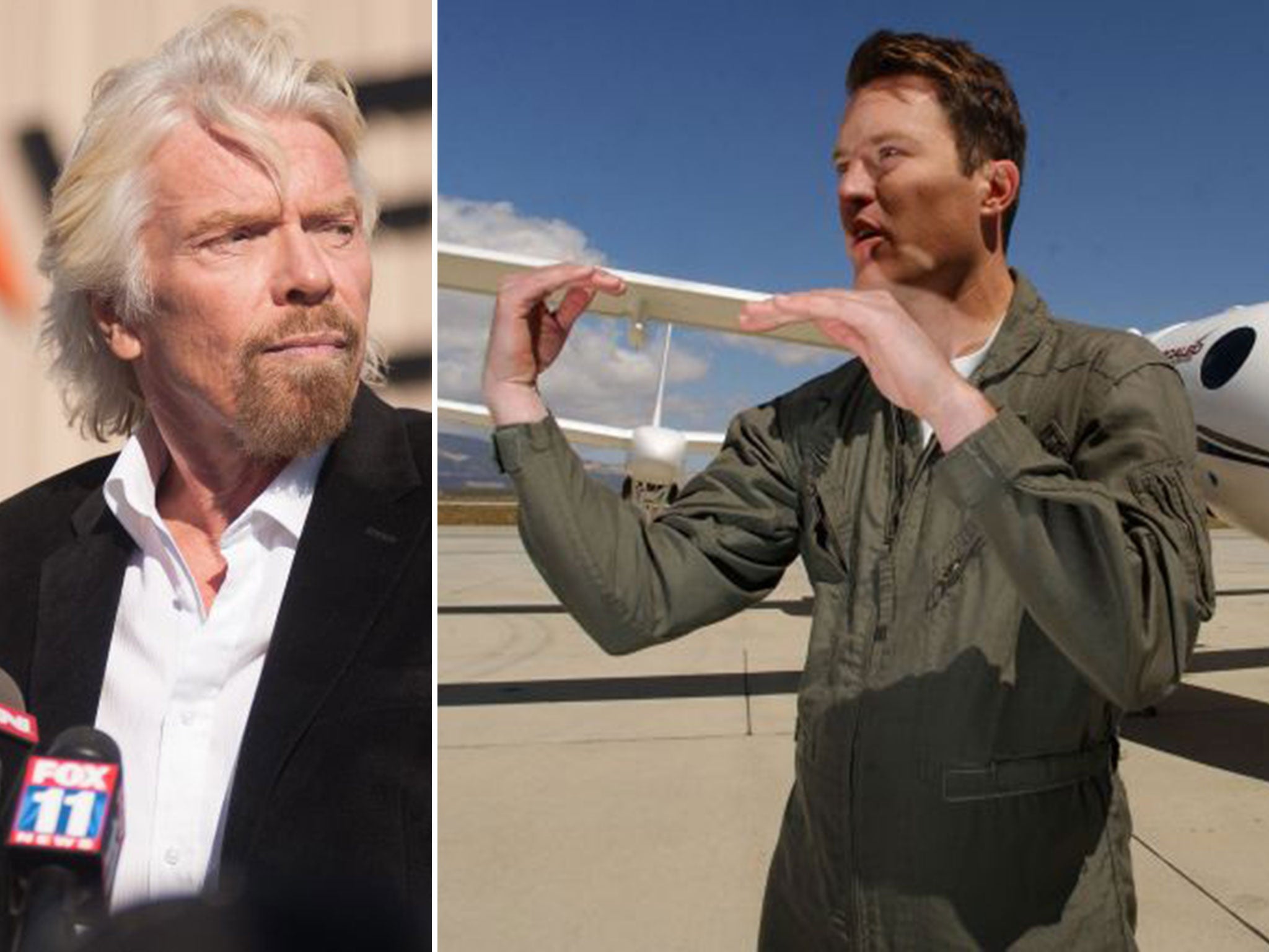 Virgin CEO, Richard Branson, left, and Michael Alsbury, the pilot who died when SpaceShipTwo crashed