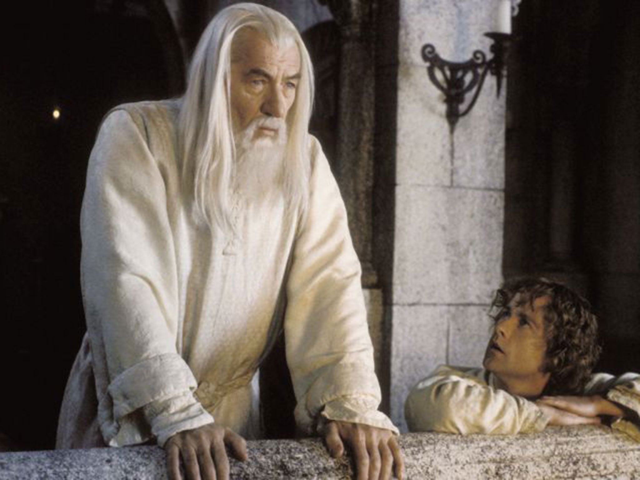 Sir Ian McKellen as Gandalf in the film adaptation of JRR Tolkien's The Lord of the Rings trilogy