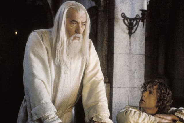 Sir Ian McKellen as Gandalf in the film adaptation of JRR Tolkien's The Lord of the Rings trilogy