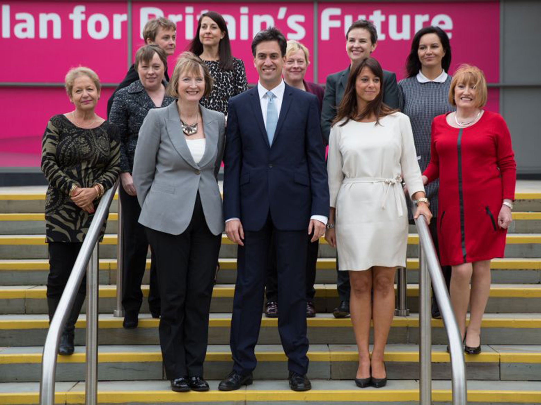 Labour leader Ed Miliband and MPs including Gloria De Piero, in white