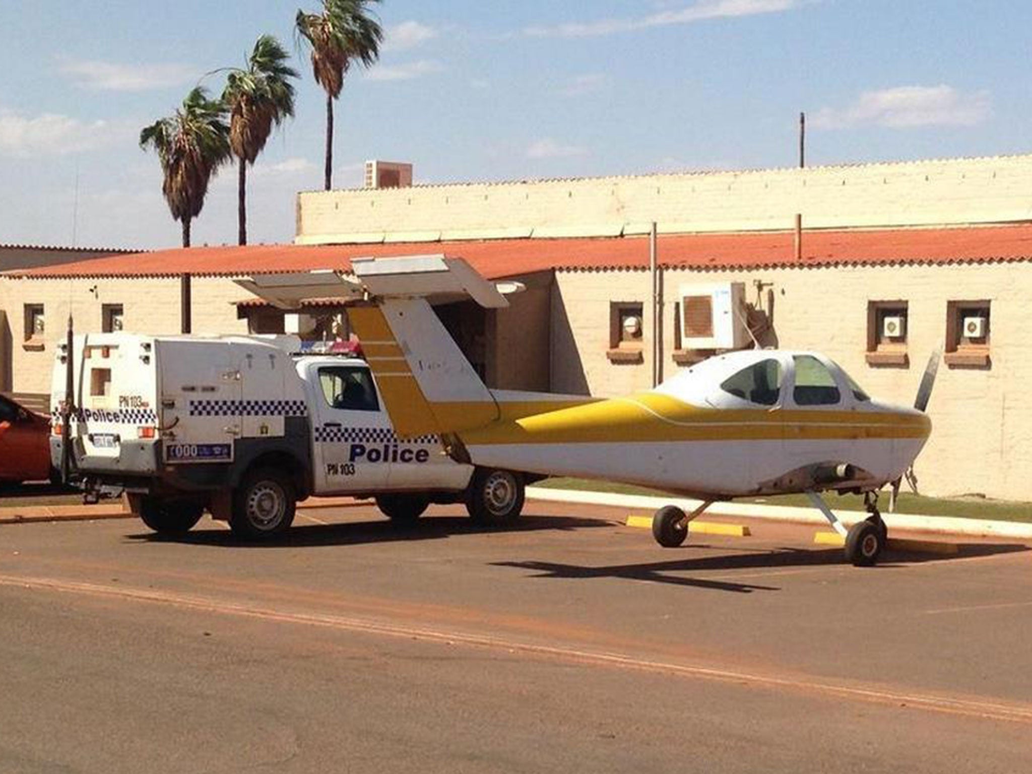 The plane's owner went in the pub for a drink after parking outside