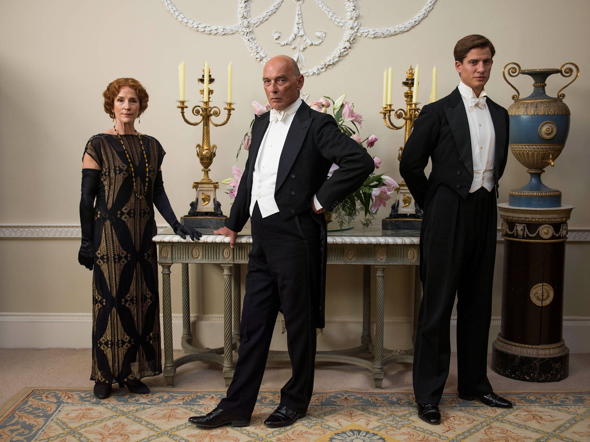 James Faulkner (centre) plays Lord Sinderby in Downton Abbey