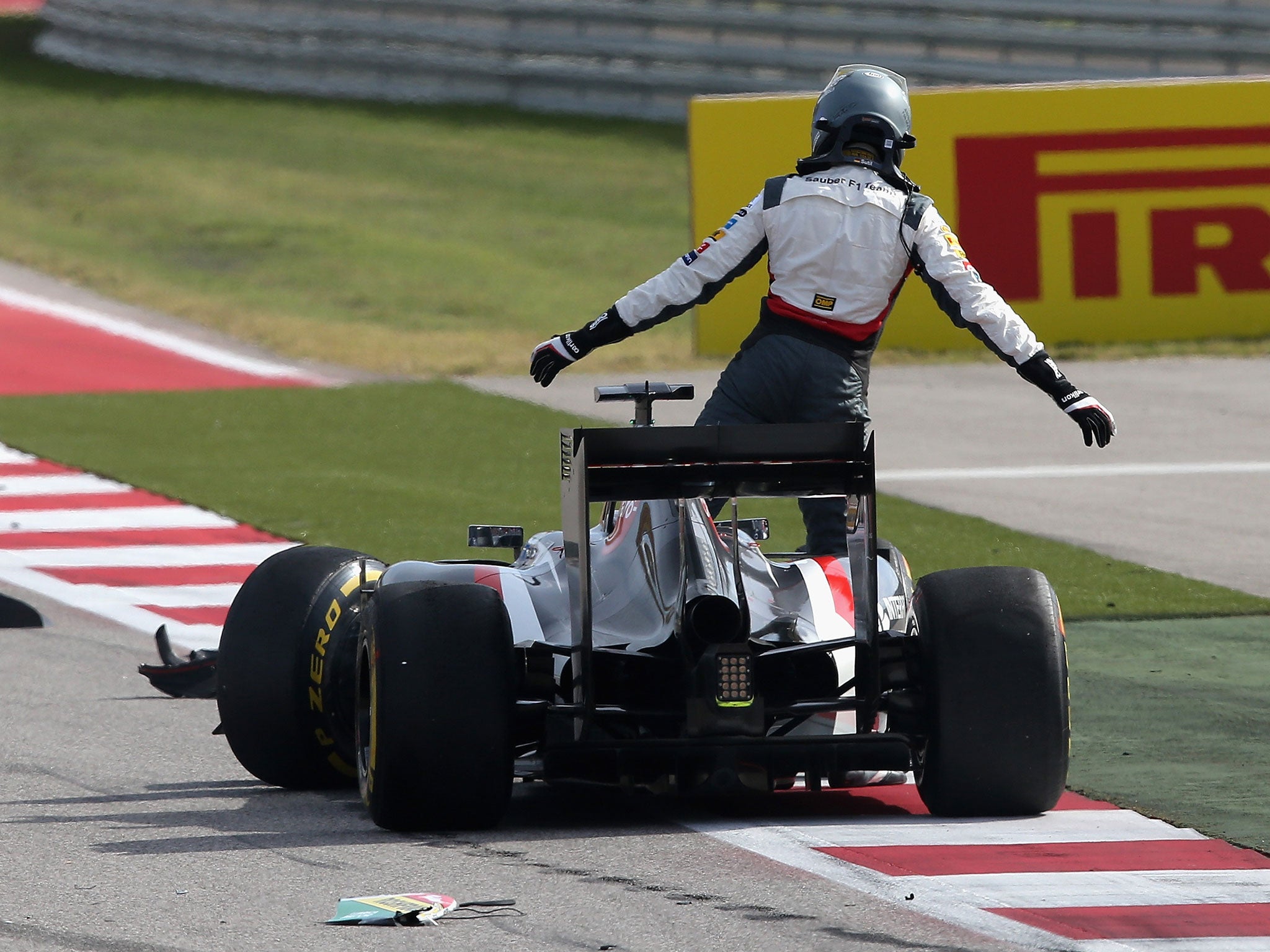 Adrian Sutil was taken out on the opening lap of the US Grand Prix by Sergio Perez
