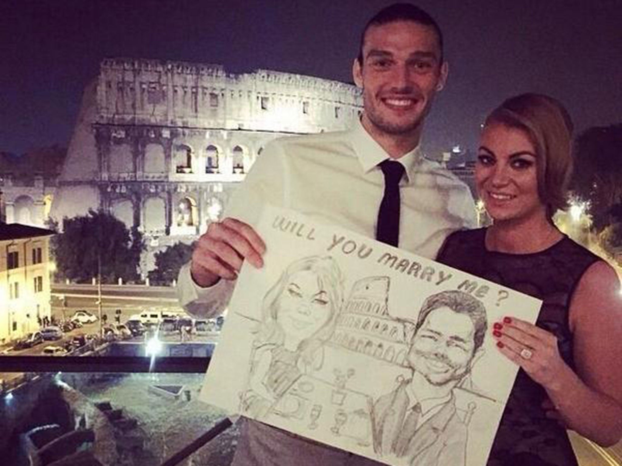 Andy Carroll poses with his new fiancée Billi Mucklow