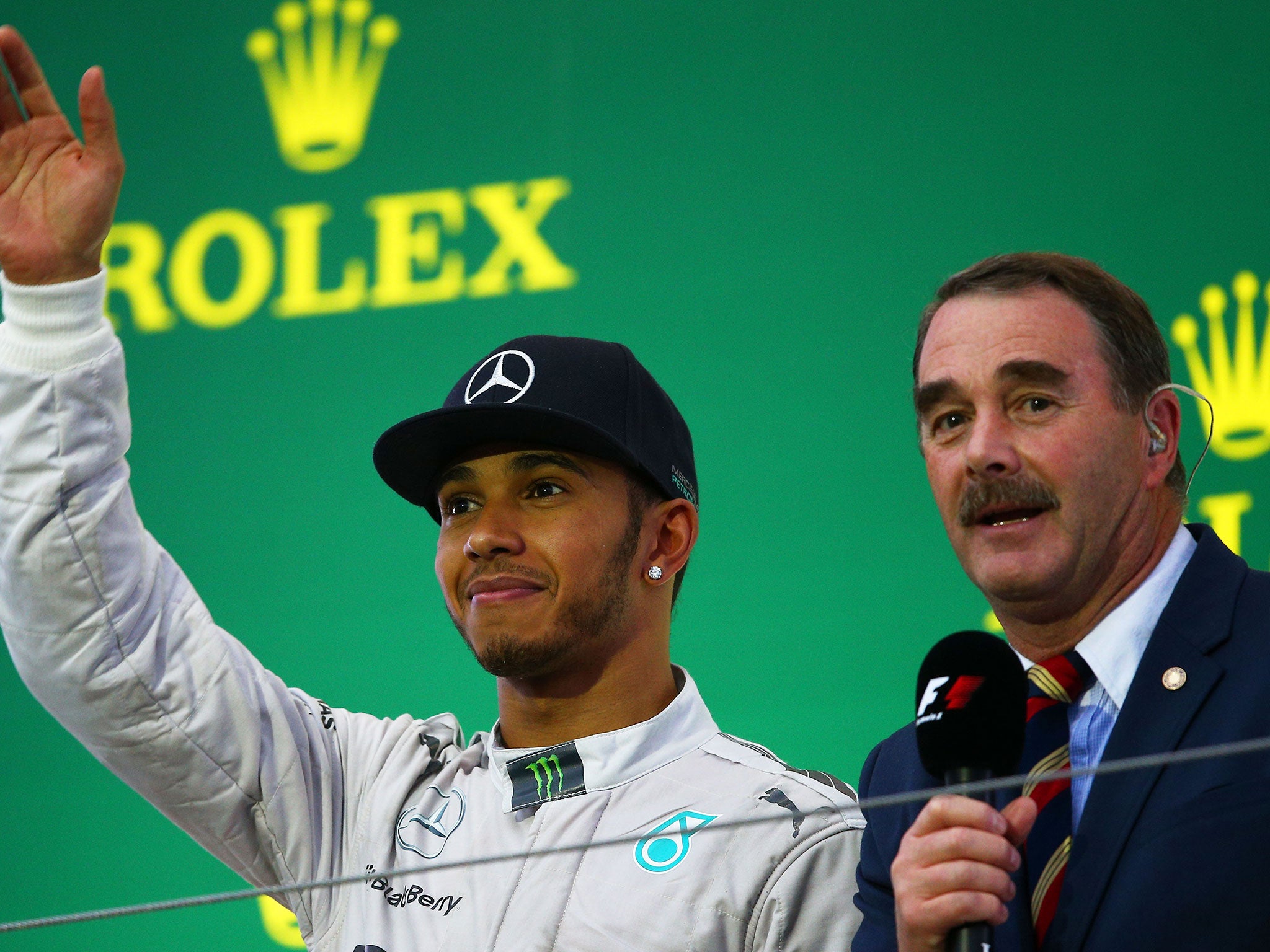 Hamilton with Nigel Mansell earlier this year