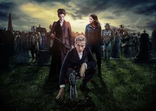 Missy, de dokter en Clara in de Doctor Who serie acht finale
